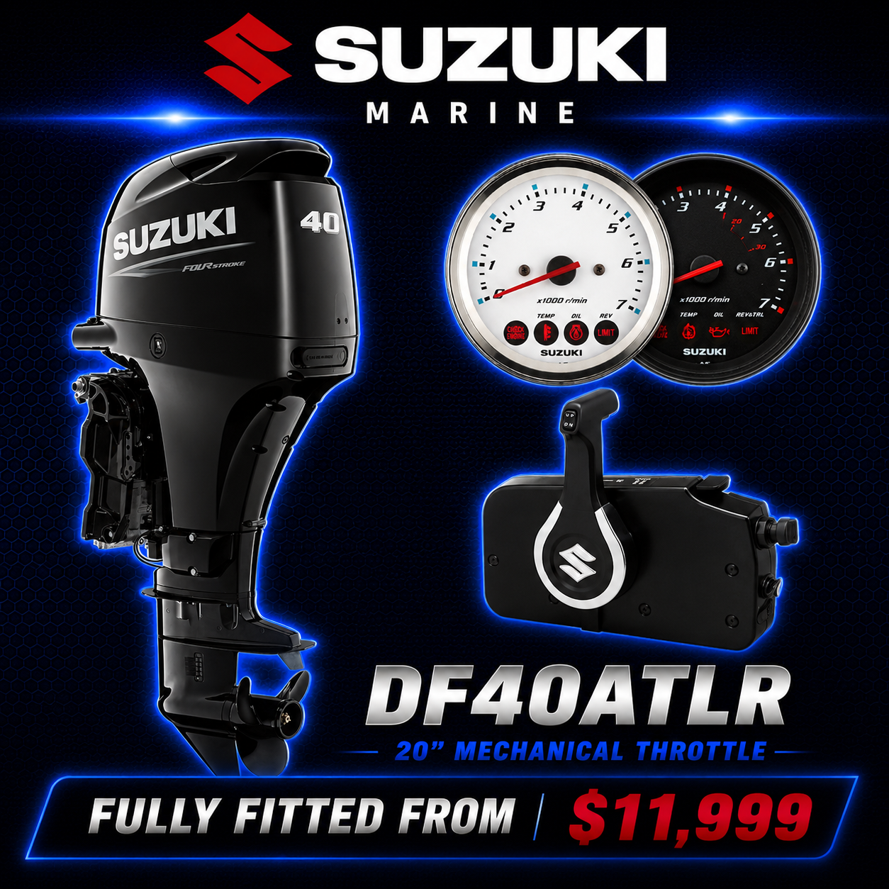 Suzuki DF40ATL Outboard engine, Warren Hay Marine, Whangarei 