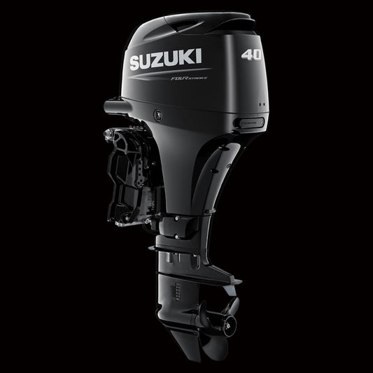 Suzuki DF40ATLR 40HP 4-stroke outboard motor with EFI, electric start, and remote steering at Warren Hay Marine Whangārei