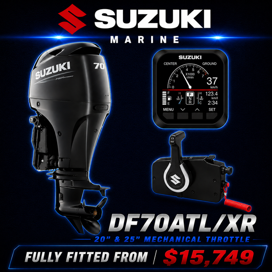 Suzuki DF70 outboard engine, Warren Hay Marine. Whangarei 