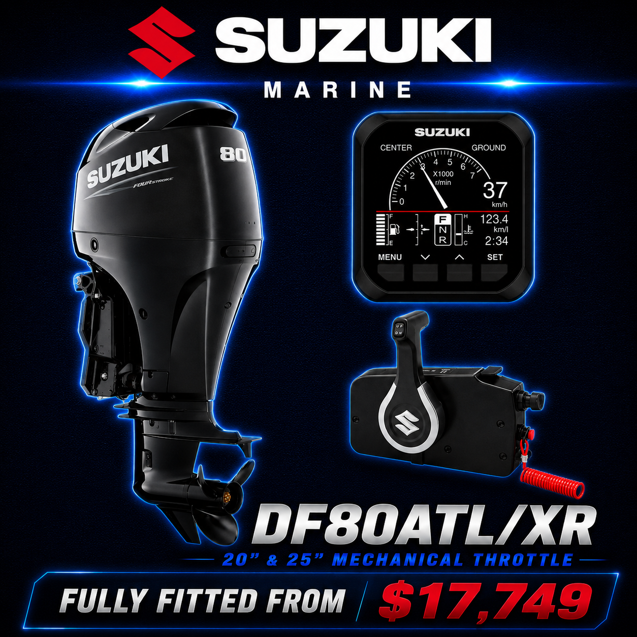 Suzuki DF80 outboard engine, Warren Hay Marine, Fully Fitted
