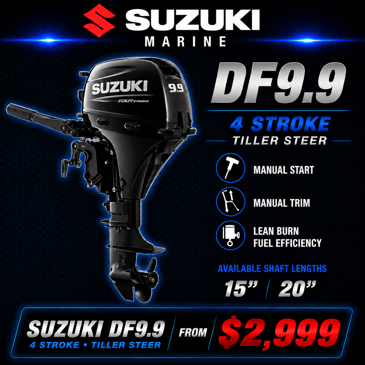 Suzuki DF9.9 outboard engine. September promotion