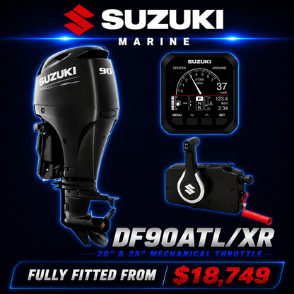 Suzuki DF90 outboard, Fully Fitted. Warren Hay Marine, repower your boat today