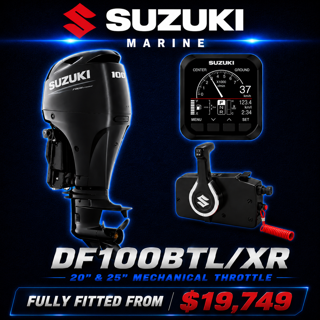 Suzuki DF100 outboard motor, Fully fitted, Warren Hay Marine, Whangarei. 
