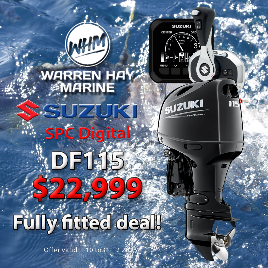 Upgrade your boat with the Suzuki DF115 SPC Digital, Fully Fitted Deal. 115hp four-stroke power with Suzuki Precision Control, expert installation, 7-year warranty, and flexible finance options. Offer valid until 31 Dec 2025.
