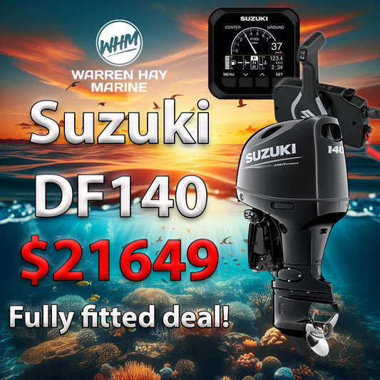 Suzuki DF140B 140hp 4-stroke outboard fully fitted at Warren Hay Marine Whangarei with UDC finance options