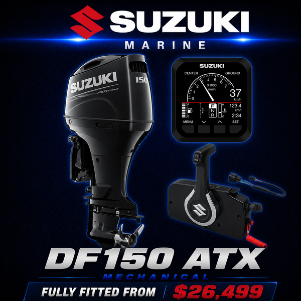 Suzuki DF150 ATX Mechanical outboard, Fully Fitted, Warren Hay Marine, Whangarei 