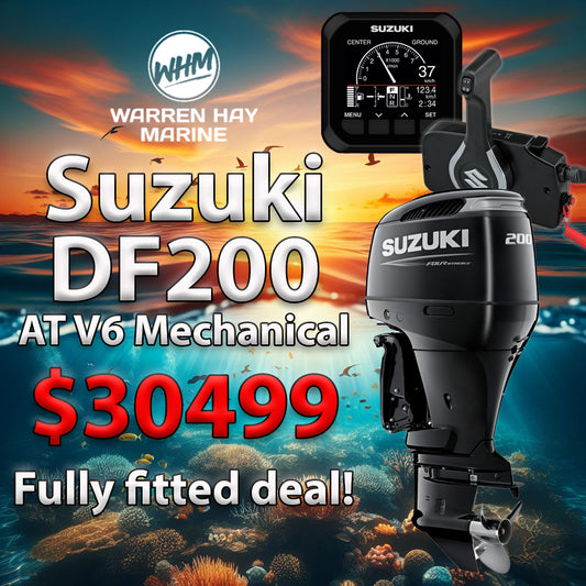 Suzuki DF200ATX V6 200hp 4-stroke outboard fully fitted at Warren Hay Marine Whangarei with UDC finance available