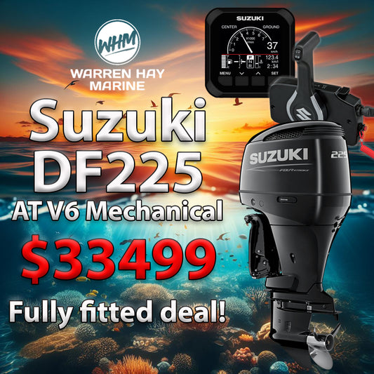 Suzuki DF225TX 225hp V6 4-stroke outboard fully fitted at Warren Hay Marine Whangarei with UDC finance