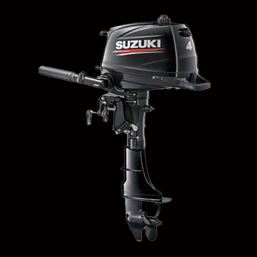 Suzuki DF4AS 4-stroke 4HP outboard motor, portable and fuel-efficient, available at Warren Hay Marine Whangārei