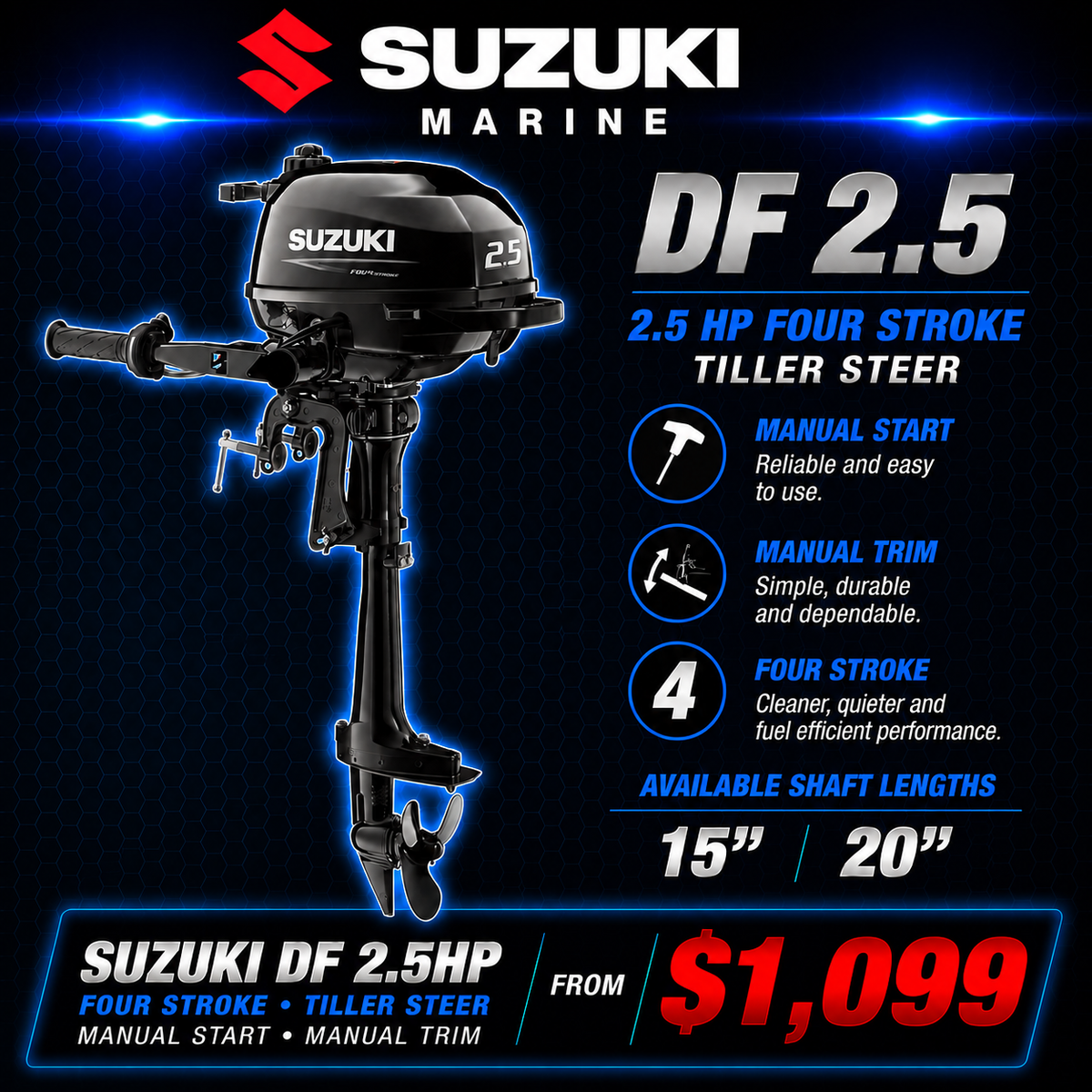 Suzuki DF2.5 outboard engine, Suzuki Promotion, Warren Hay Marine, Whangarei 