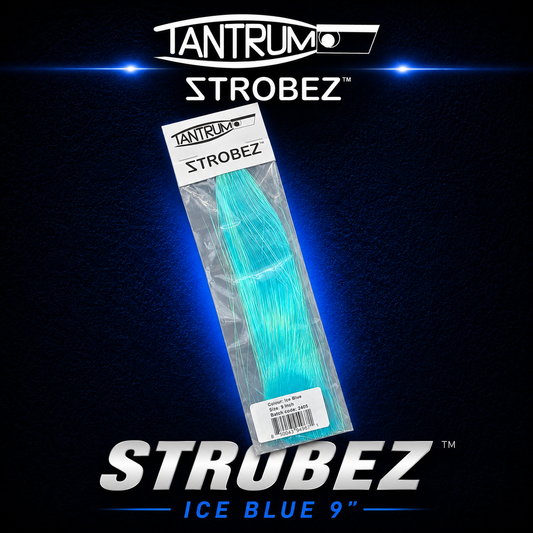 Tantrum Strobez 9-inch Ice Blue game fishing lure skirts.