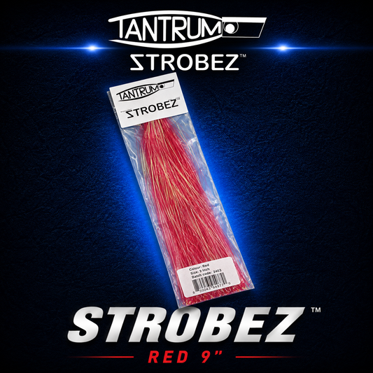 Tantrum Strobez 9-inch Red game fishing lure skirts.