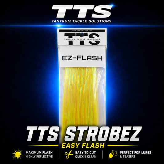 Tantrum TTS Strobez EZ-Flash chartreuse reflective lure skirt material for game fishing lure rigging.
