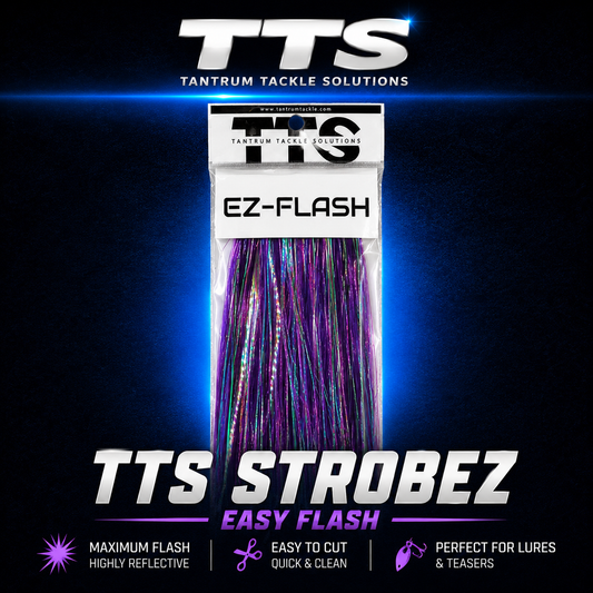 Tantrum TTS Strobez EZ-Flash purple reflective lure skirt material for game fishing lures and teasers.