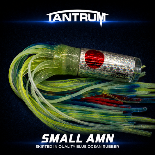 Tantrum Clear Small AMN Lumo Blue Ocean skirted trolling lure NZ