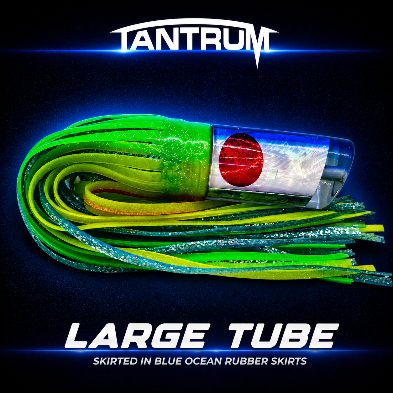 Tantrum Dark Blue Large Tube | green-yellow over blue ocean skirts