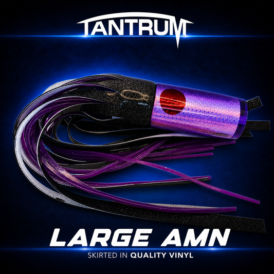 Tantrum Large Purple AMN Black vinyl skirted trolling lure NZ