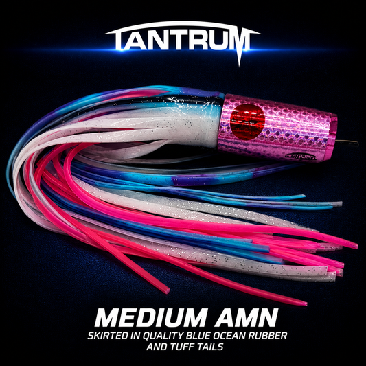 Tantrum Pink Medium AMN Blue White over Pink Blue Ocean skirted lure NZ