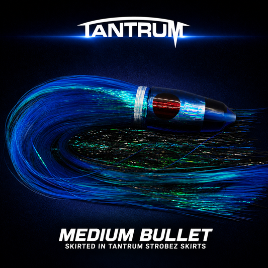 Tantrum Medium Bullet DB Royal Blue/Ice Blue Black | Strobez Skirted Lure NZ