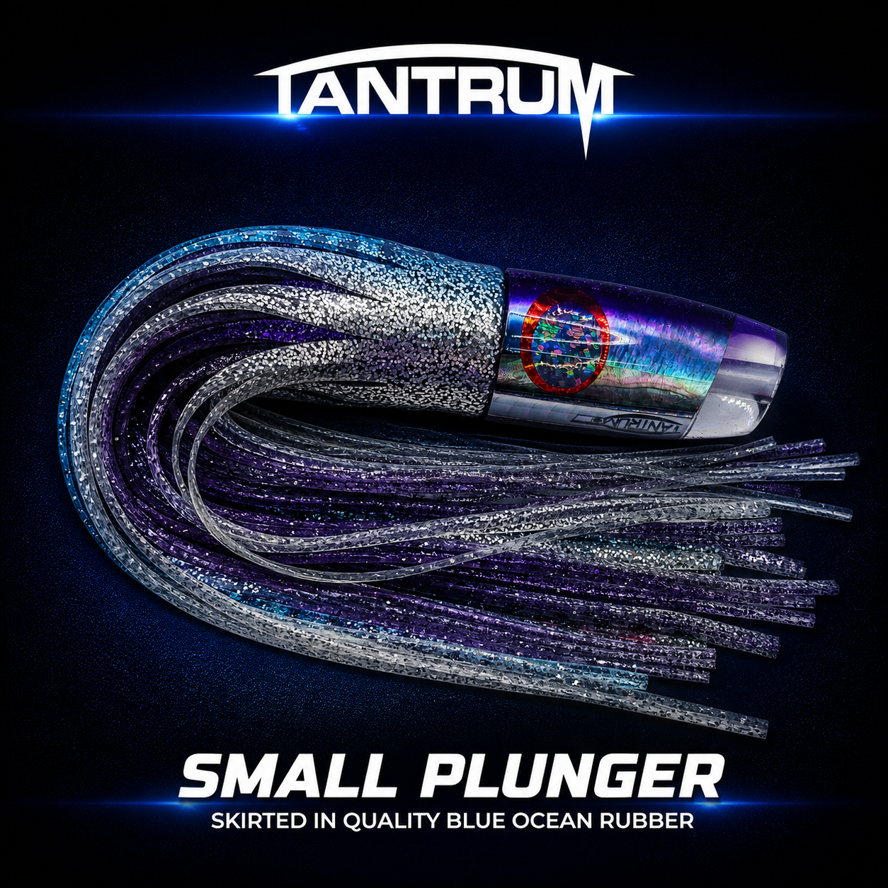 Tantrum Purple Small Plunger Blue Silver over Purple Blue Ocean skirted lure NZ