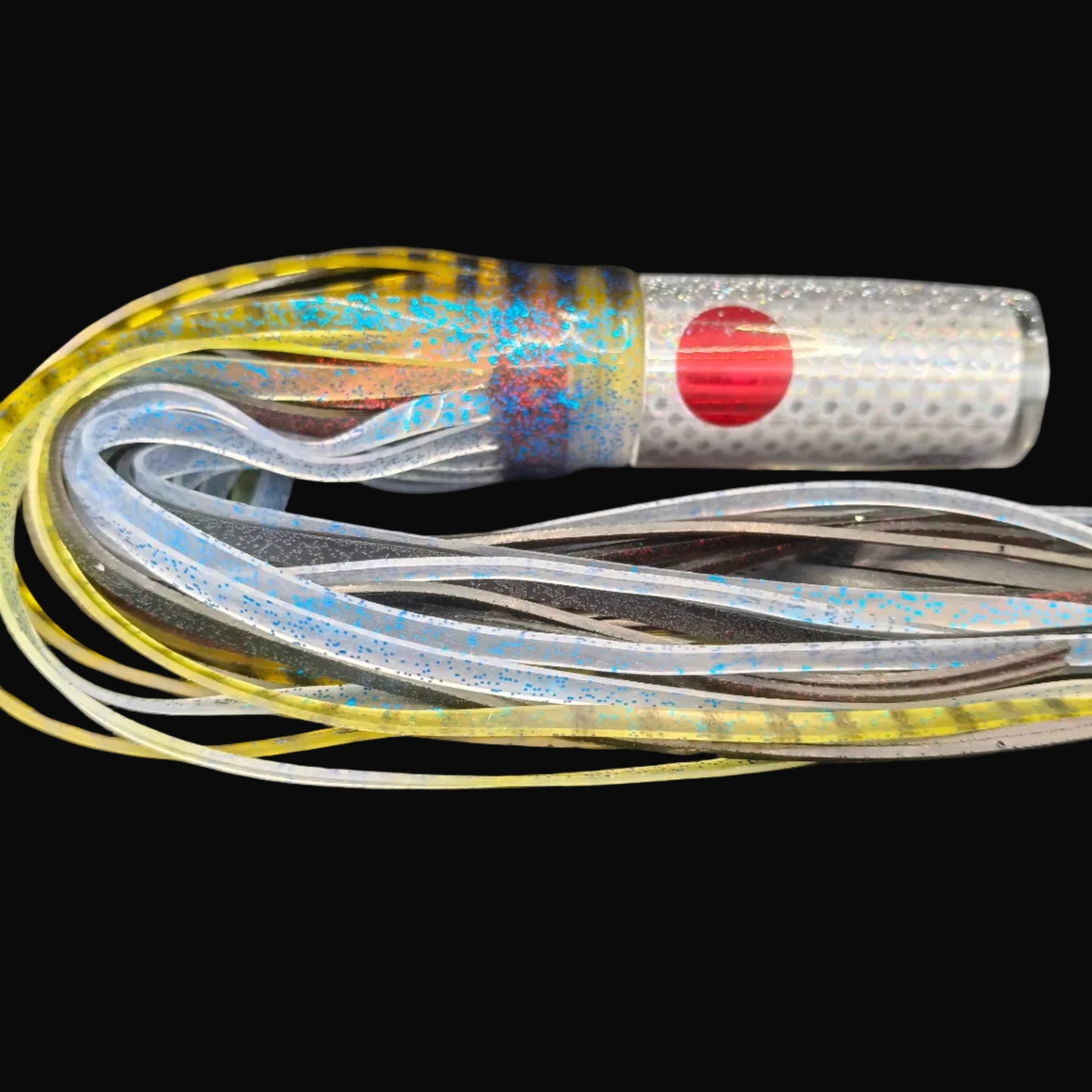 Tantrum Medium AMN clear-head lure skirted in Blue Ocean Mrs Palmer colours, 340mm overall length.