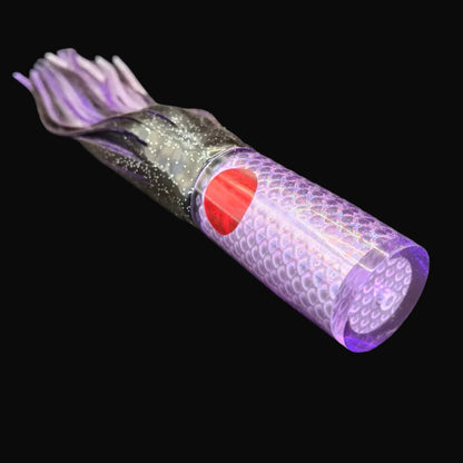 Tantrum Medium AMN trolling lure purple head with black over purple blue ocean rubber skirts, Game fishing lure