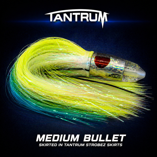 Tantrum Mudium Bullet Skirted in Ice Blue, Chartreuse, pearl strobez skirts, Warren Hay Marine, Whangarei