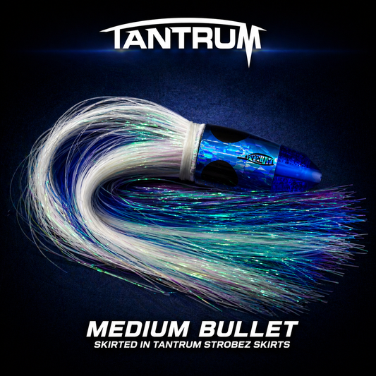 Tantrum Medium Bullet game fishing lure, Tantrum Strobez skirts, arren Hay Marine, Whangarei
