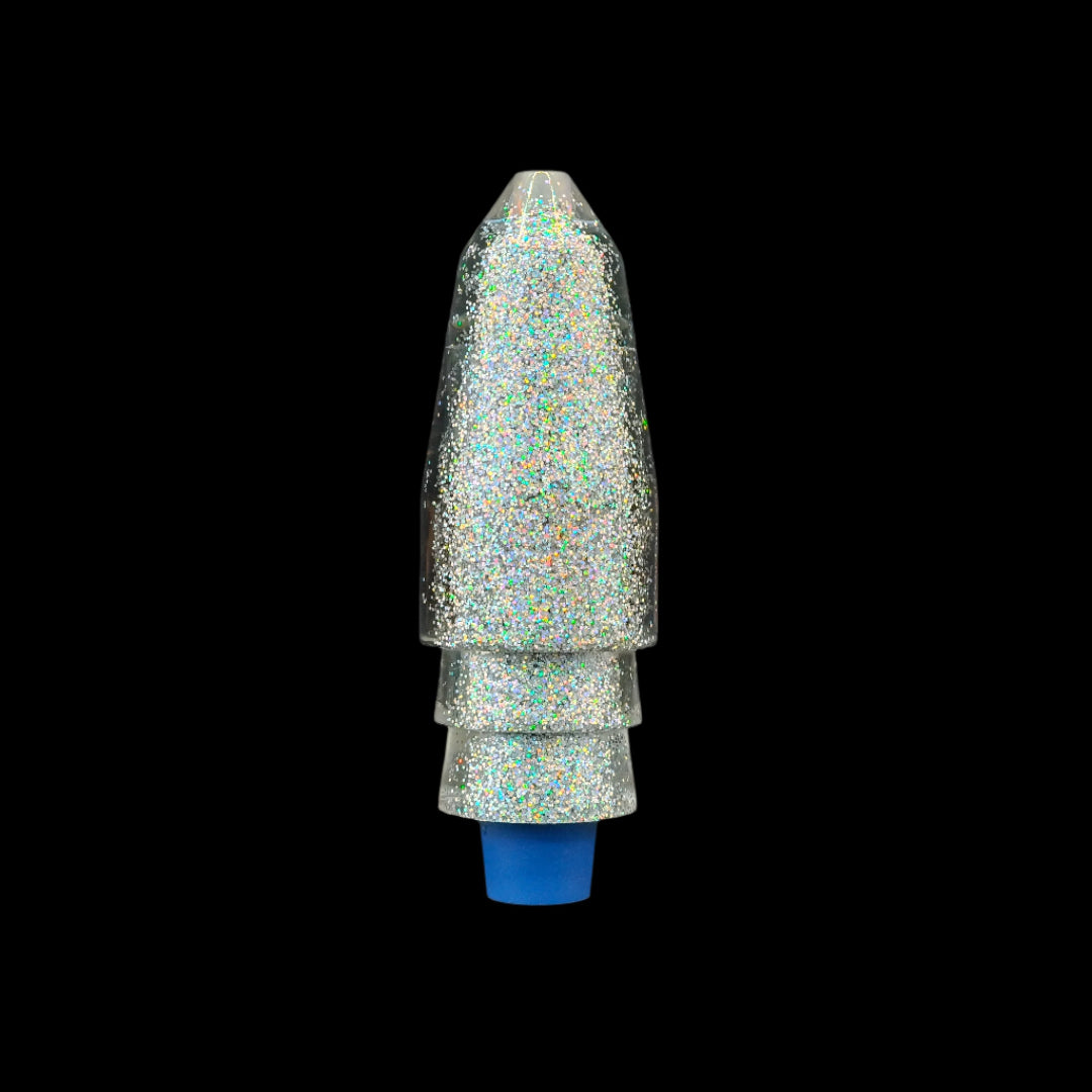 Tantrum Lures Medium Bullet Head in Clear and Silver – Kona-made lure head only, available at Warren Hay Marine.