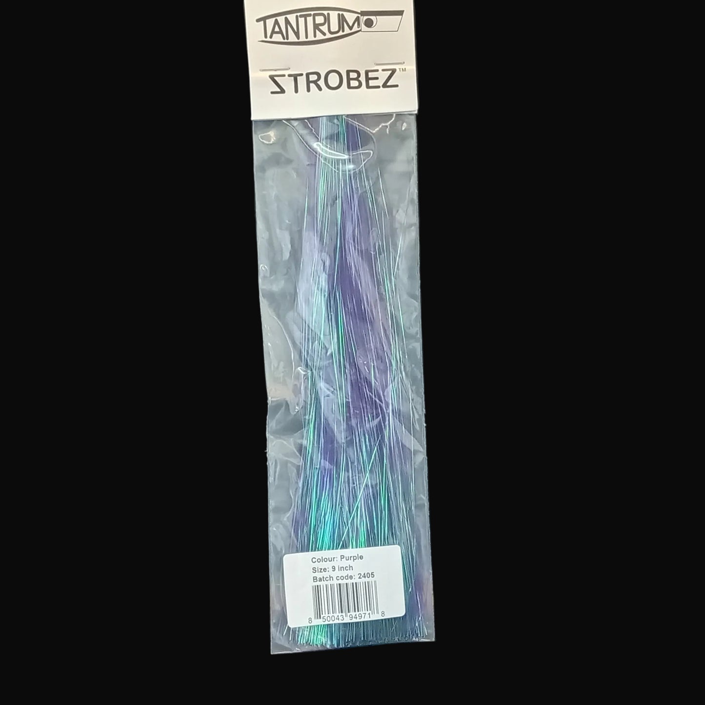 Tantrum Strobez 9 inch purple Flash-A-Bou skirt fitted to trolling lure