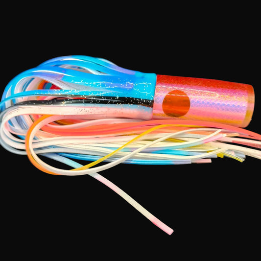 Tantrum TTS Medium AMN Game Fishing Lure – Pink Head with Blue/White over Pink/Orange Skirts (VAN)