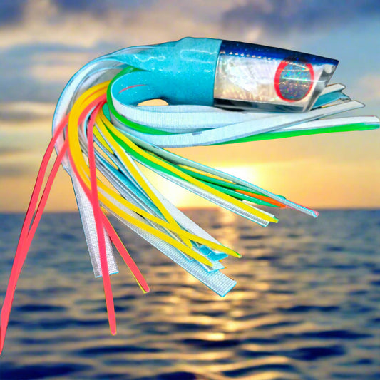 "Tantrum XL Kaboom game lure skirted in premium vinyls for marlin and big game fishing"