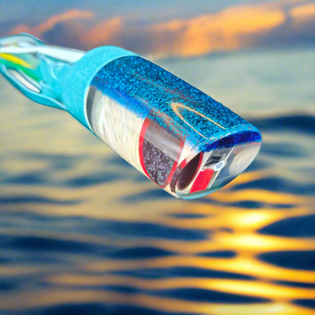 "Tantrum XL Kaboom game lure skirted in premium vinyls for marlin and big game fishing"