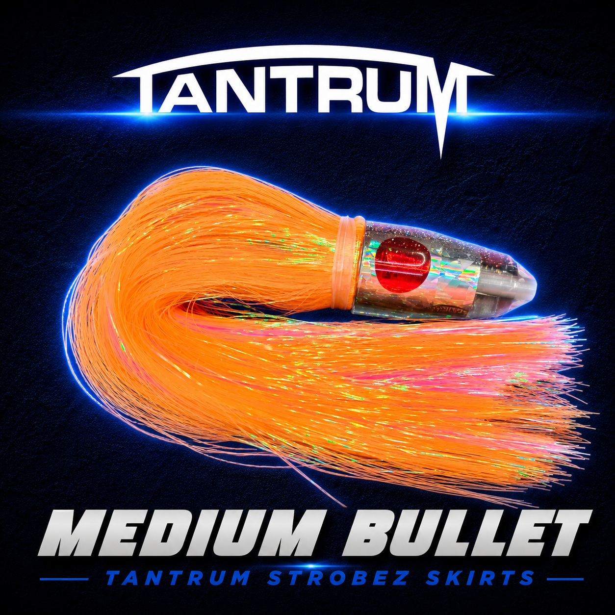 Tantrum Meduim Bullet game fishing lure, Skirted in Tantrum Strobex skirts, Warren Hay Marine, Whangarei