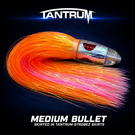 Tantrum Clear Medium Bullet Orange Pink Strobez skirted trolling lure NZ