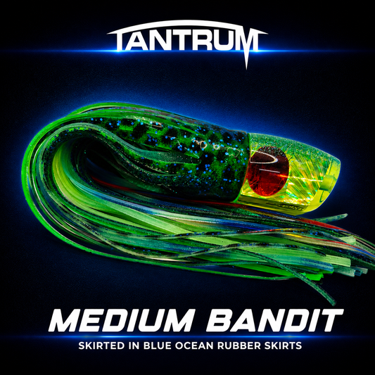 Tantrum Green Medium Bandit Green Blue Speckle Blue Ocean skirted lure NZ