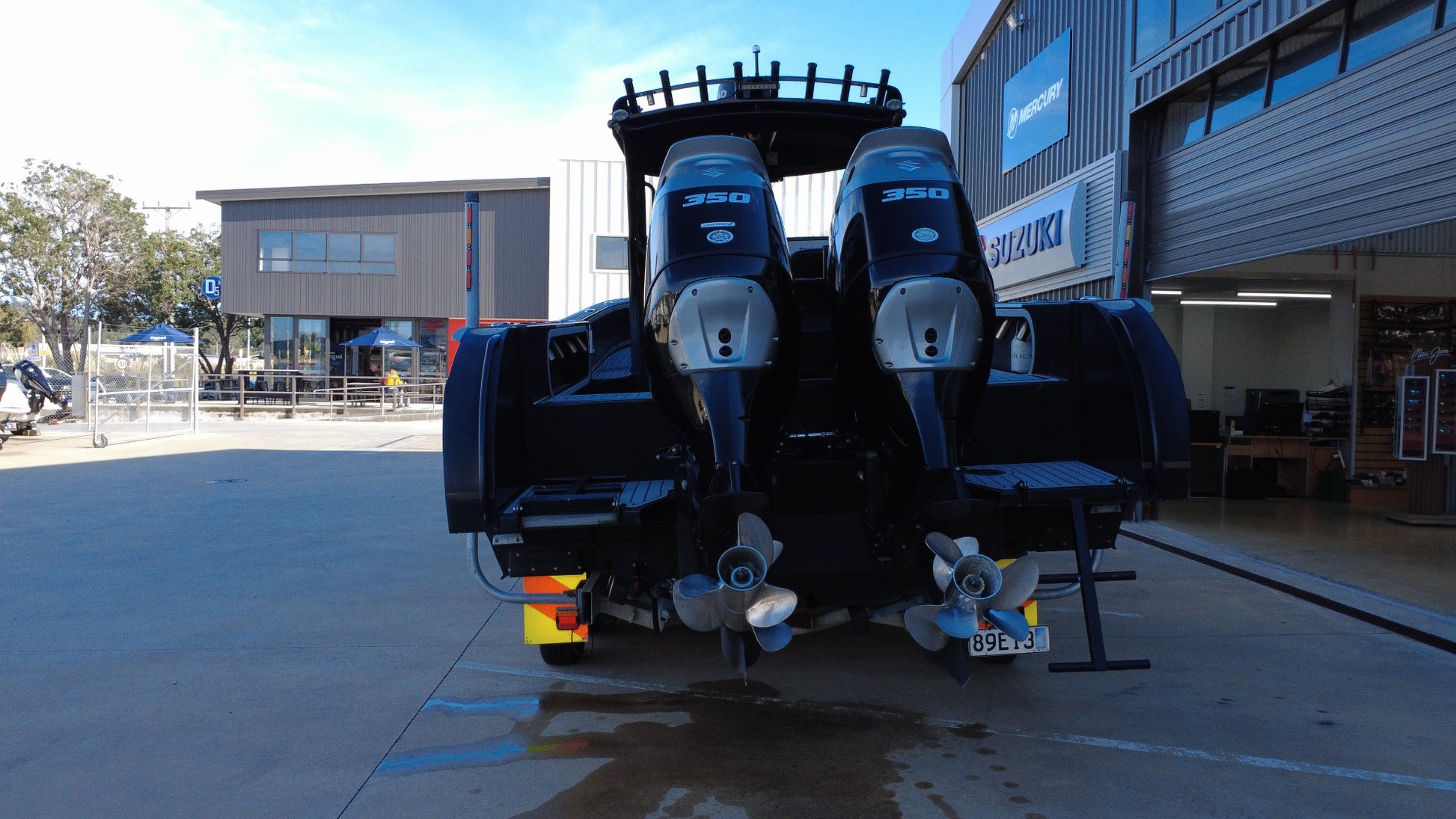 Suzuki 350hp twin outboard engines on a broadbill gladiator 8m sports fishing boat