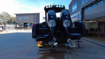 Suzuki 350hp twin outboard engines on a broadbill gladiator 8m sports fishing boat