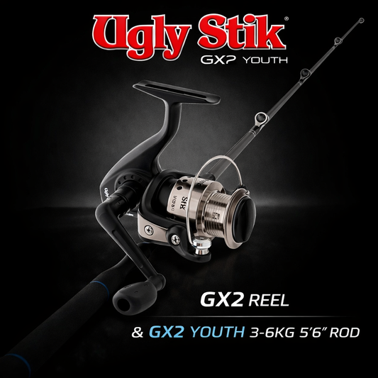 Ugly Stik GX2 spinning reel with 5 foot 6 3-6kg youth fishing rod