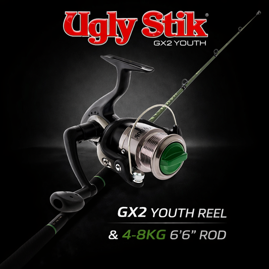 Ugly Stik GX2 youth spinning reel with 6 foot 6 4-8kg fishing rod