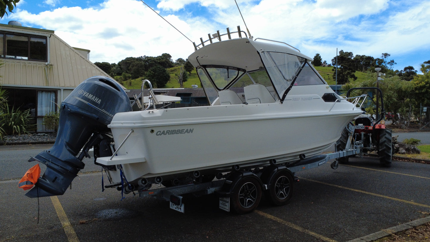 Caribbean C21 Reef Runner on Mackay trailer – Starboard side view