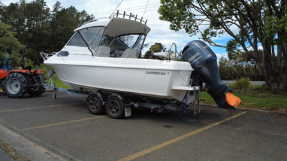 Caribbean C21 Reef Runner on Mackay trailer – port side view