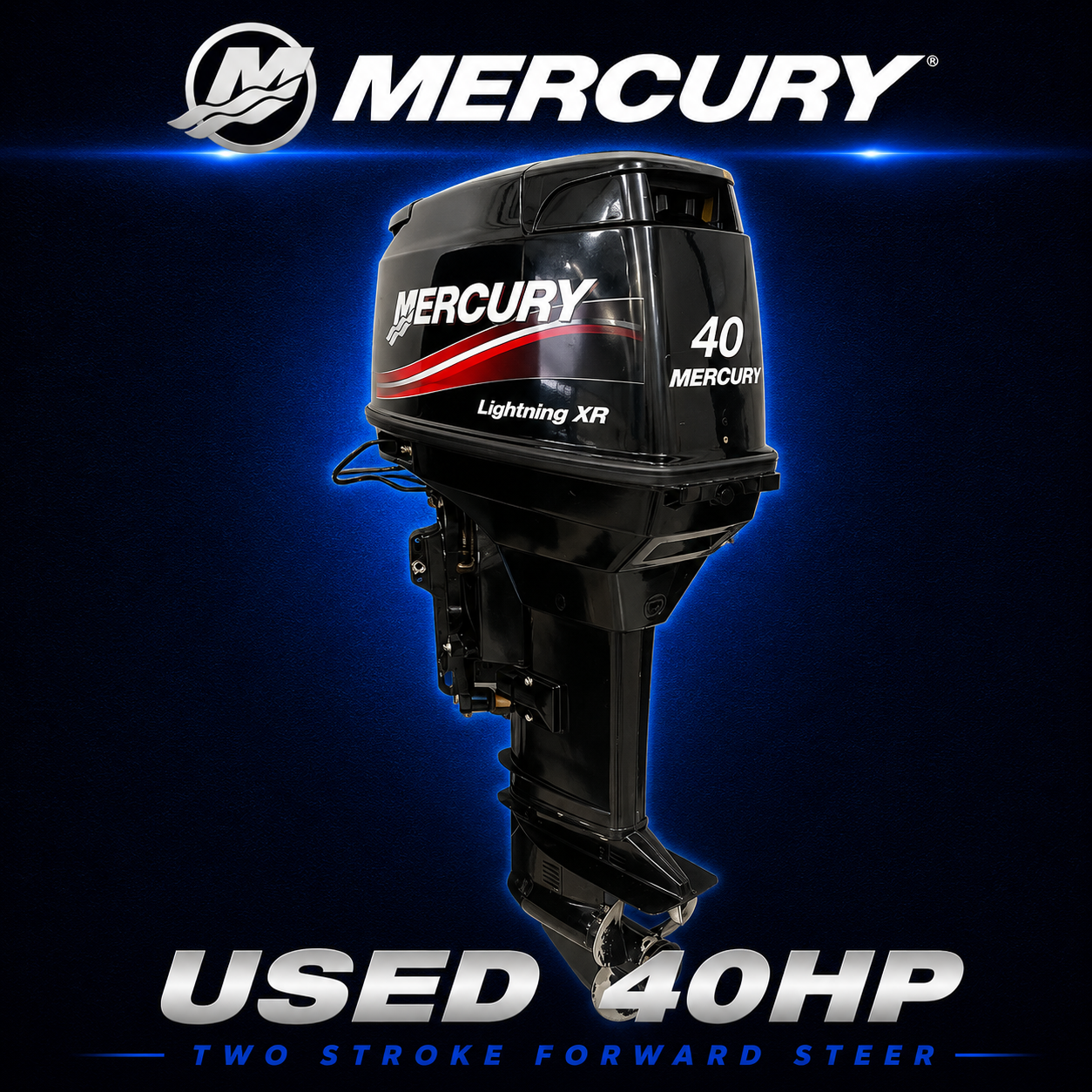Used Mercury 40hp two stroke forward steer outboard motor