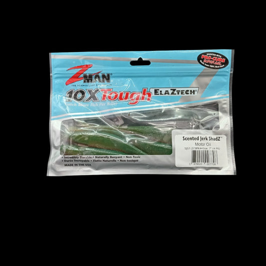 Z-Man Scented Jerkshad 7-inch softbait in Motor Oil colour