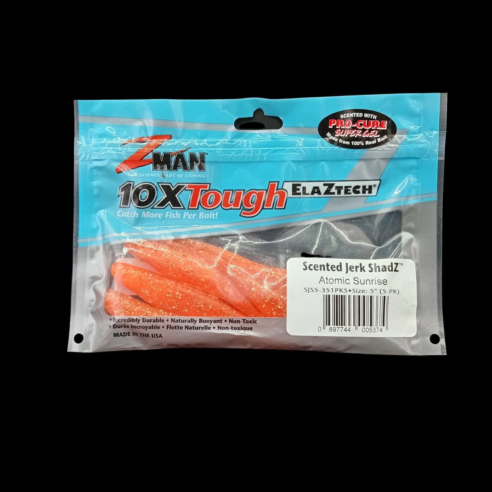 Packaged Zman Scented Jerk Shad fishing lure Atomic Sunrise