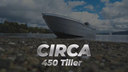Circa 450 Tiller Steer Boat on DMW galvanised trailer – 40hp Mercury 4 stroke, walk through Video 